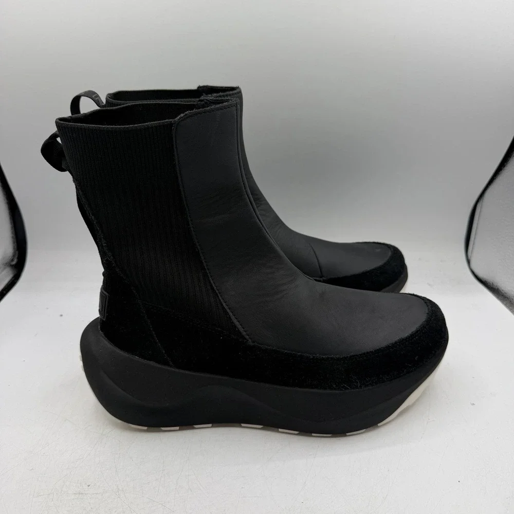 The North Face Halseigh Boots Womens Sz 10 Black Waterproof Leather Snow Pull On
